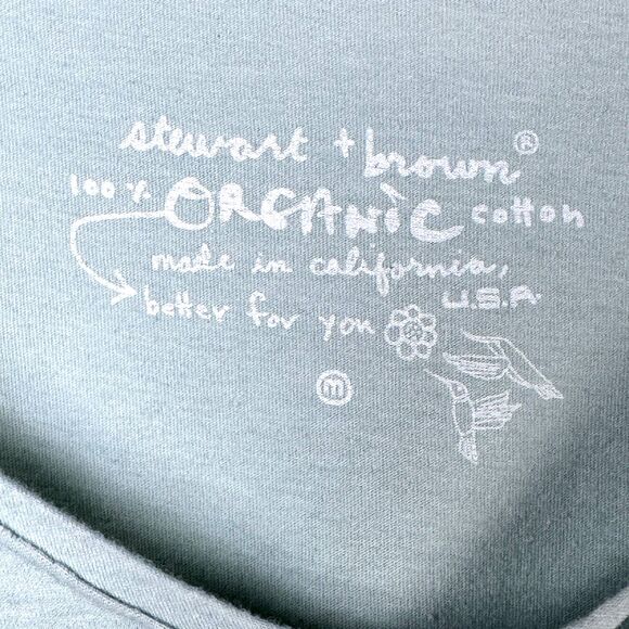 Stewart and Brown T Shirt Womens Medium Green Organic Cotton V Neck Made in USA - Picture 4 of 8